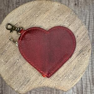 Portland Leather Heart Keychain Pouch FAST SHIP CHILI RED Heart NEW